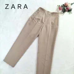 【ザラ】レディース ハイウエスト テーパードパンツベージュ スラックス Mサイズ