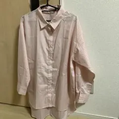 ピンクストライプ 長袖シャツ Mサイズ