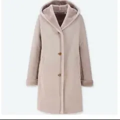 【美品】ユニクロ⭐️ ムートンタッチフーデットコート ベージュ S