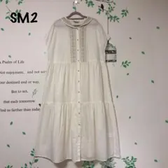 #376 サマンサモスモス ペチコート付き リネン 刺繍 セーラー襟ワンピ