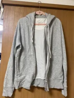 無印良品 グレー フルジップ フード付きパーカー Lサイズ