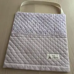 防災頭巾カバー　花柄　くすみラベンダー　座布団タイプ　ハンドメイド　正方形　入学