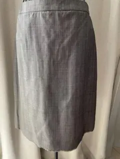 グレー ストライプ タイトスカート ひざ丈