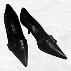 Sergio Rossi セルジオロッシ 黒 レザー バックル パンプス 美品
