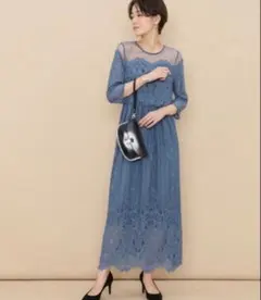 アダムエロペ　チュールパネルレースワンピースのサムネイル