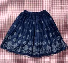 美品　axesfemmeアクシーズ　フレアチュールスカート　ネイビー