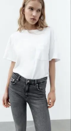 ZARA ハイウエストスキニーパンツ グレーSサイズ