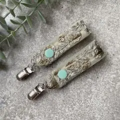 刺繍リボン　ベビーカークリップ