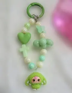 ★②ベビスリビーズキーホルダー 黄緑ベビースリー