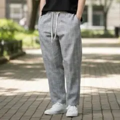 GLOBAL WORK グローバルワーク グレンチェック テーパードパンツ M