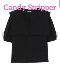 Candy Stripper セーラー襟ブラウス　セーラートップス　黒　コットンのサムネイル