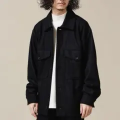 【美品】nanouniverse 定価1.4万 ウール混ダンボールニットブルゾン