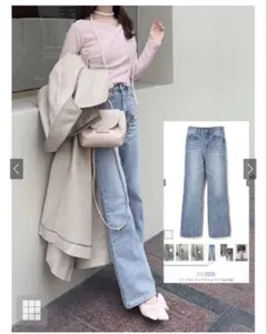 ワイドセミフレアデニムパンツ cu136