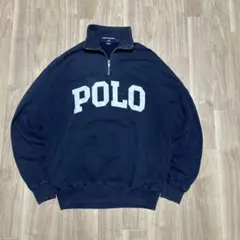 90s POLO SPORTハーフジップスウェット　ネイビー　古着