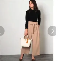 vis ヴィス ワイド パンツ リボン ハイウエスト