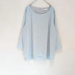 Oscope　オスコープ　シフォンカットソー　フリル　LL　ブルー　きれいめ