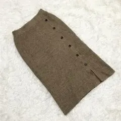 『センスオブプレイス』 (F) リブニットタイトスカート フロントボタン