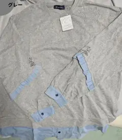 ドラッグストアーズ　薄手　トレーナー　重ね着風シャツ　ロンT　刺繍 2点セット
