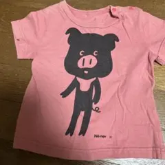 Né-net ベビー 半袖Tシャツ ピンク 豚柄