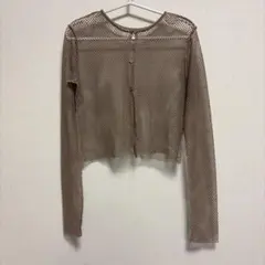 kastane メッシュ 長袖 カーディガン ブラウン