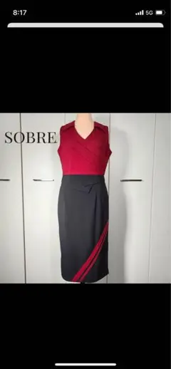 美品SOBRE ソブレ　赤と黒のラップスタイルドレス　XL