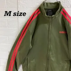 アディダス　y2kスリーブライントラックジャケット　モスグリーン×サーモンピンク