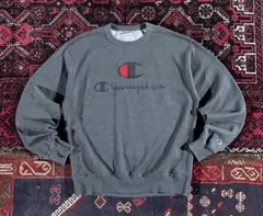 champion プリント スウェット トレーナー チャコールグレー M