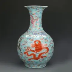 清雍正琺瑯彩竜紋帯夜光賞瓶 景徳鎮 陶磁器 装飾品 現代工芸品美術品 置物