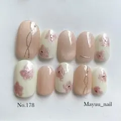 【178】現品　サイズ•チップ変更可　ネイルチップ　お花ネイル　マグネット