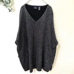 ヒラード＆ハンソン【3X】 レディース ニット Vネック ラメ入り 灰色