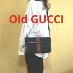 GUCCI オールドグッチ 黒 シェリーライン ヴィンテージ ショルダーバッグ