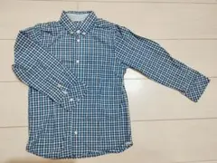 エイチアンドエム　チェックシャツ　120　薄手　春夏　キッズ　男の子　ブルー　青