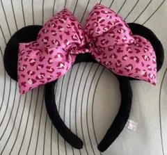 ディズニー ミニーマウス 耳カチューシャ ピンクヒョウ柄 隠れミッキー 希少レア