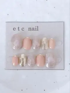 No.617ベリーショート　ネイルチップ　ピンクオレンジ　ニュアンス　春