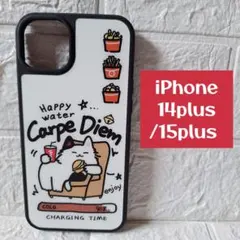 iPhone14plus/15plus 스마트 폰 케이스 고양이 화이트 스마트 폰 커버