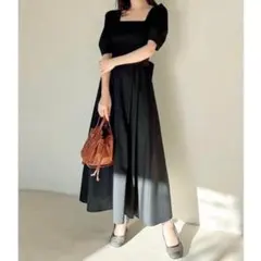 RESEXXY ウエストクロス ブラック ロング丈 フレアワンピ ガーリー夏映え