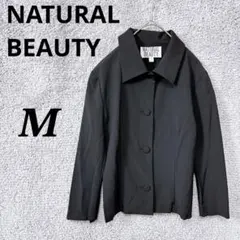 4222 ナチュラルビューティー ジャケット M 黒 ウール 日本製 オフィス