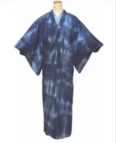 道中着 雨コート 着物コート 藍色濃淡 絞り染め風 和装 藍色 裄長 長尺