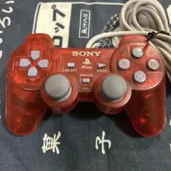 SONY PSone 純正アナログコントローラ　SCPH-110 クリアレッド