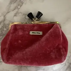miu miu ベロア がま口 ポーチ ピンク　ノベルティのサムネイル