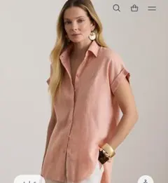 極美品 ポロラルフローレン リネン ショートスリーブシャツ ストライプ