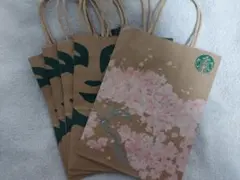 スターバックス ショップ ショッパー(紙製) 5枚セット 桜 ②