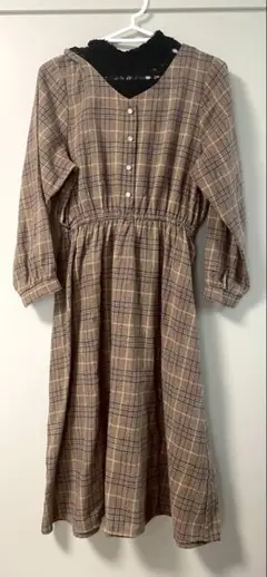 ファッション　ワンピース　レディース　レトロ　ブラウン