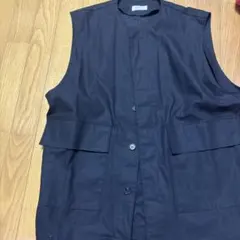 confect upcycleLino ポプリンロングベスト ブラック - メルカリ