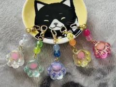 カラフル肉球アクリルチャーム 5個セット