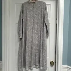 ローラアシュレイ　グレー 花柄 長袖 シャツワンピース ロング