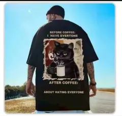 黒猫デザイン オーバーサイズTシャツ　ユニセックス　ブラック　新品　未使用