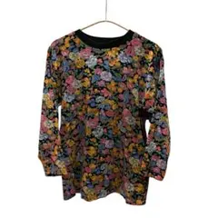 VINTAGE ユーロ 古着 フラワーパターン ベロア 別珍 スウェット 美品