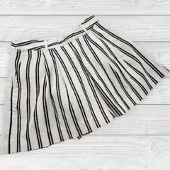 117 ZOY ストライプ キュロットパンツ 黒白 M ゴルフ スカート風