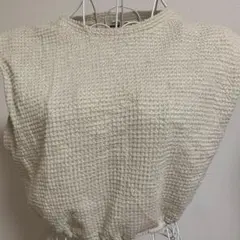 SHEIN【M】ニットベスト アイボリー ワッフル編み 海外ブランド